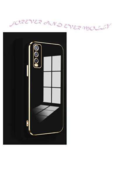 Molly Technology Vivo Y20 Için Siyah Kenarları Gold Detaylı Lüks Silikon Kılıf