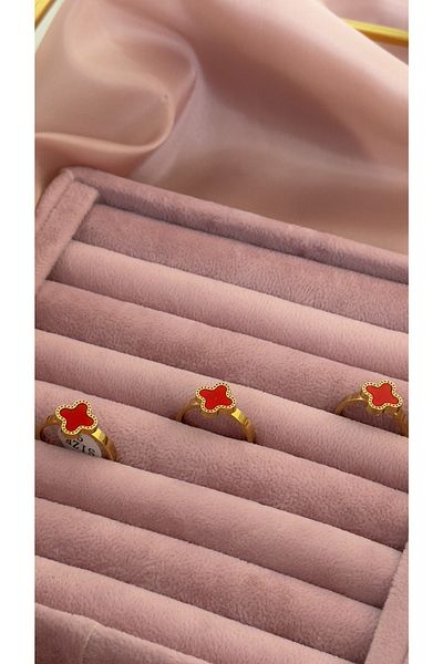 Alin Que Butik White Capuchin Clover Pattern Ring