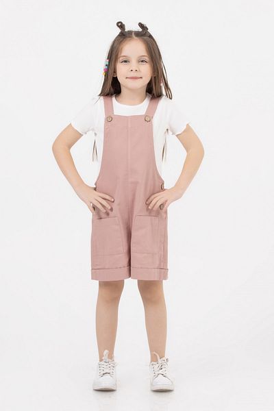 DMB BOYS & GIRLS Girl's Jumpsuit with Cotton Gabardine Shorts