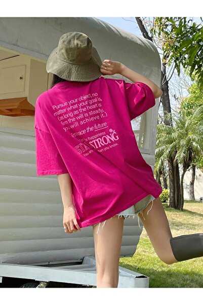 Machetta Büyük Beden Stay Strong Baskılı Fulya Oversize T-shirt