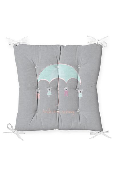 Realhomes Baby Room Chair Cushion with Umbrella and Cute Teddy Bears on Pink Floor
