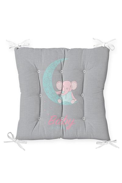 Realhomes Baby Room Gray Floor Elephant Patterned Fluffy Chair Cushion