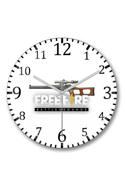 Baskı Dükkanı Free Fire - ساعة حائط من الزجاج الحقيقي