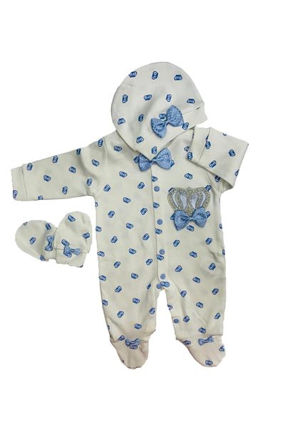 Waffle Baby Waffle Prince Crown Baby Boy Jumpsuit 100% Cotton-Anti Allergic