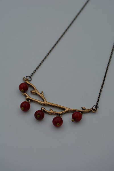 Stoneage Kolye Mercan Taşlı Ağaç Dalı