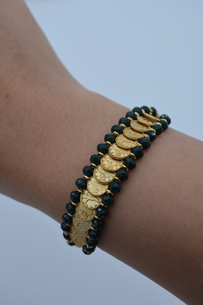 Stoneage Bileklik Çek Kristali Ve Yirmiiki Ayar Altın Kaplama