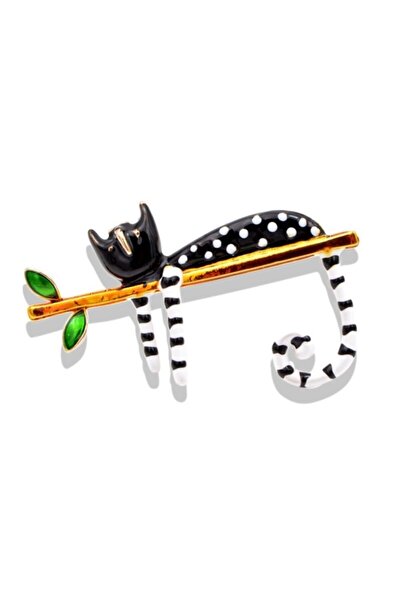 Esra Pamir Siyah Tembel Kedi Broş