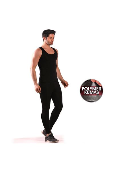bayansepeti Polymer Coated Inside Slimming Suspended Undershirt Men's Thermal Corset Set Undershirt and Tights Set