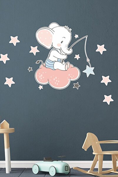 TUGİBU Sweet Elephant Kids Baby Room Wall Sticker Set