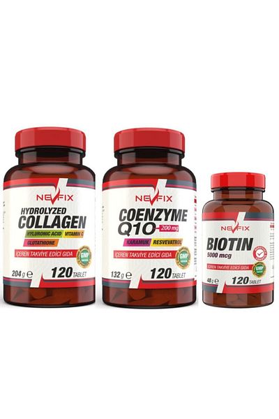 Nevfix Coenzyme Q 10 120 Tablet Collagen 120 Tablet Biotin 120 Tastes
