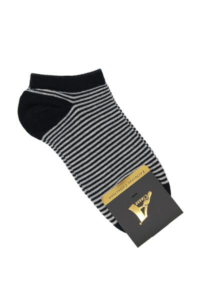 A CLASSE Pack of 5 Navy Blue Colorful Striped Women's Booties Socks
