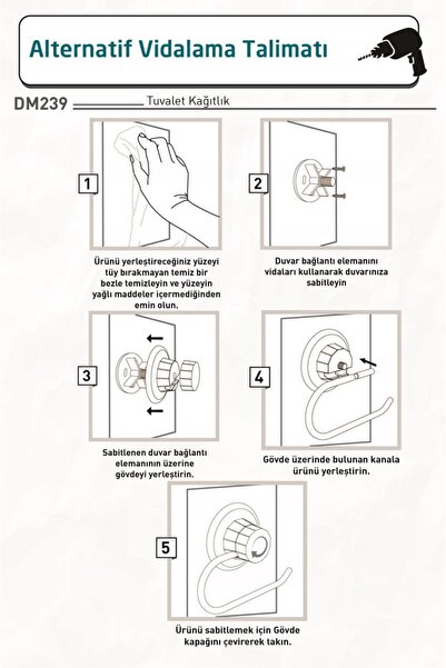 Teknotel DELME VİDA MATKAP YOK!  VAKUMLU TUVALET KAĞITLIK BAKIR DM239