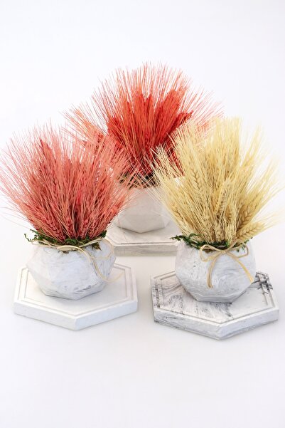 Yapay Çiçek Deposu ترتيب الأذن في وعاء ذو مظهر رخامي مع 3 قطع علوية (طقم-8)