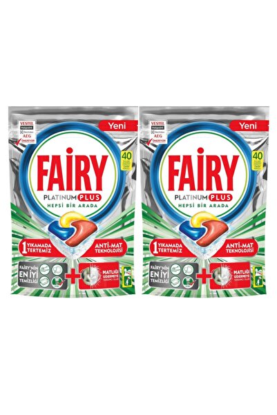 Fairy Platınum Plus Hepsi Bir Arada Bulaşık Makinesi Deterjanı Kapsülü 40'Lı 2 Paket 80 Yıkama