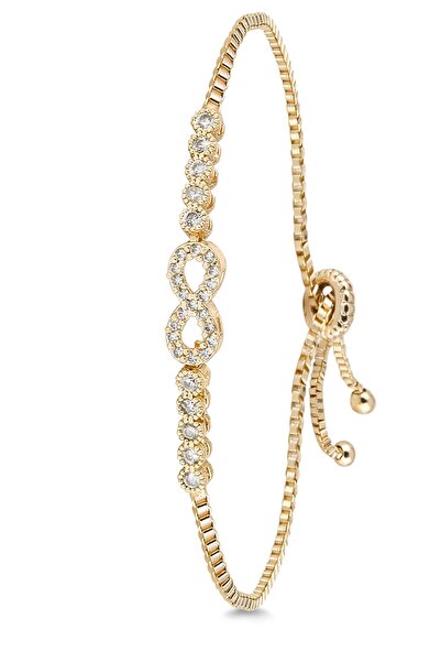 Marka7 سوار إنفينيتي نسائي أصفر قابل للتعديل بحجر الزركون