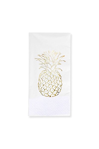 Story مناديل ورقية بيضاء اللون مقاس 33 × 33 سم بنمط أناناس ذهبي للحفلات الاست...