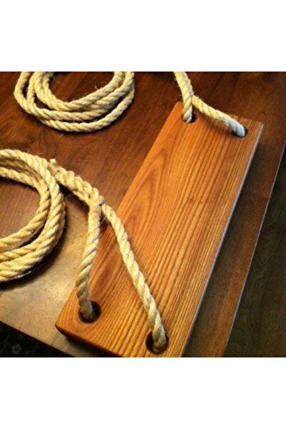 Genel Markalar Doğal Ahşap Jüt Halatlı Salıncak Büyük Boy
