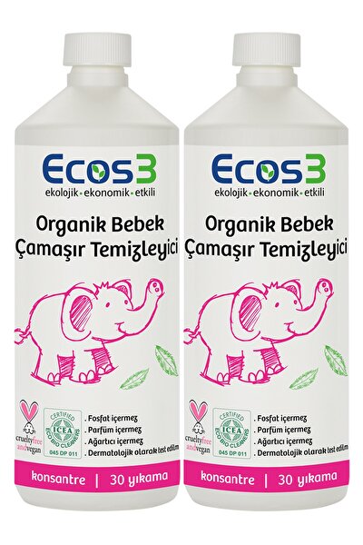 Ecos3 Organik Bebek Çamaşır Temizleyici 60 Yıkama 2 x 1050 ml Ilaç Kutusu