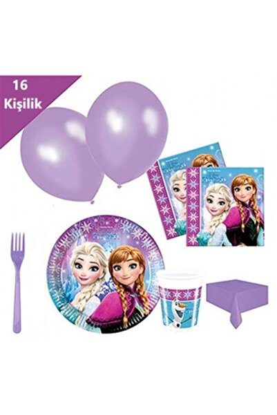 Çemrek Süs Parti Elsa Tabak Bardak Doğum Günü Seti 16'lı Lisanslı
