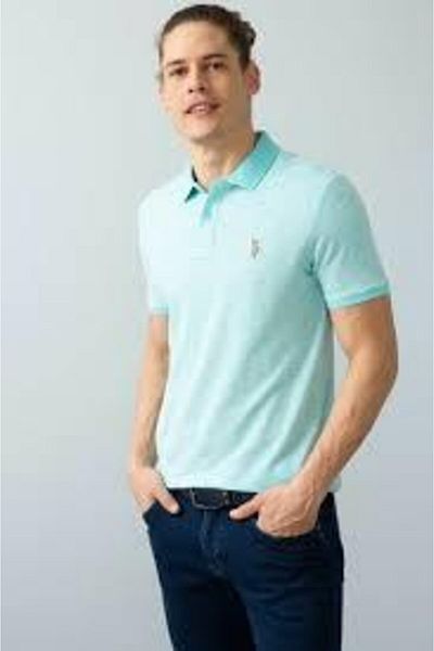 U.S. Polo Assn. Tricou albastru Slim Fit pentru bărbați 748634   Kalımnosıy 007 Aqua