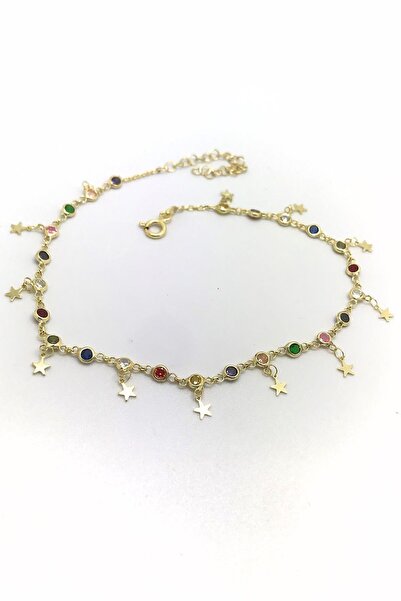 Erer Gümüş Gümüş Renkli Taşlı Yıldızlı Halhal Nz11d32