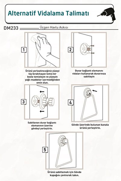 Teknotel Білий ДРІЛЬ Без дриля! Трикутний тримач для рушників з вакуумним кріпленням DM233