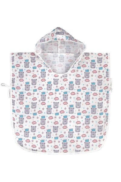 Lunanino Muslin Hooded 100% Cotton Baby Poncho 4-7 Years King Bear