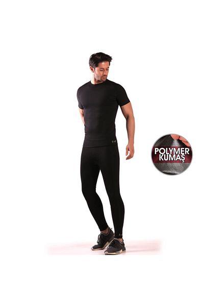 lovebox Inside Polymer Coated Slimming Short Sleeve Men's Thermal Corset Suit Undershirt and Tights Set