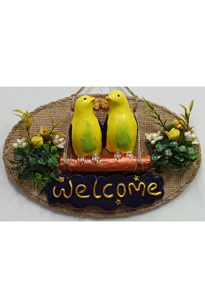 Mixperi Welcome Written Budgie Door Ornament