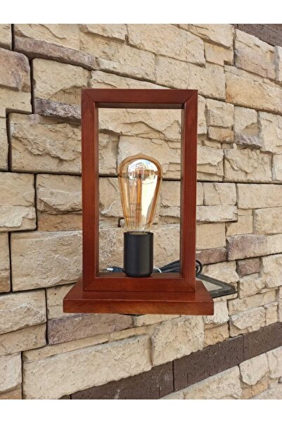 avizemguzel Taksim Ahşap Rustik Modern Masa Lambası Abajur