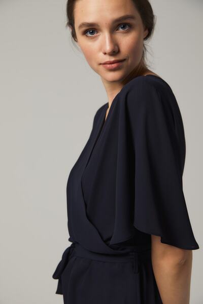 SORALLİNE Γυναικεία μπλούζα με διπλό στήθος σε μπλε ναυτικό χρώμα