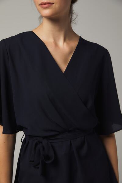 SORALLİNE Γυναικεία μπλούζα με διπλό στήθος σε μπλε ναυτικό χρώμα