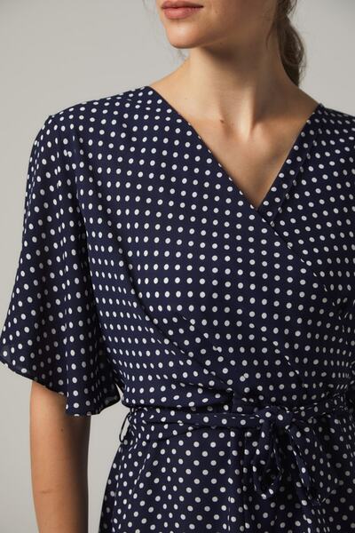 SORALLİNE Γυναικεία μπλούζα με διπλό γιακά με πουά