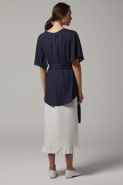 SORALLİNE Γυναικεία μπλούζα με διπλό στήθος σε μπλε ναυτικό χρώμα