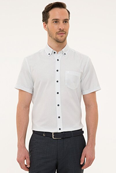 Pierre Cardin Lacivert Regular Fit Kısa Kollu Gömlek