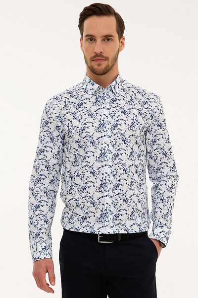 Pierre Cardin Πουκάμισο Navy Blue Slim Fit
