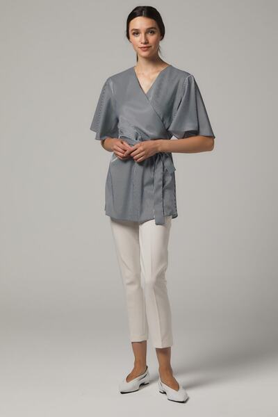 SORALLİNE Γυναικεία μπλούζα με διπλό στήθος από σατέν ύφασμα