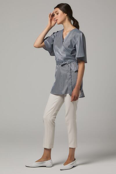 SORALLİNE Γυναικεία μπλούζα με διπλό στήθος από σατέν ύφασμα