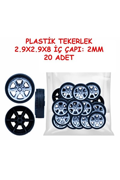 EmAyCenter 20 Adet Plastik Tekerlek 2,9 Cm Çap - Mil Çapı 2mm Araba Yap Set