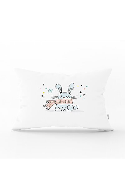 Realhomes Pembe Zeminde Unicorn Motifli Bebek Odası Dikdörtgen Yastık Kılıfı