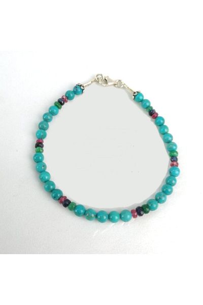 OSMANLI DOĞAL TAŞ Certified Special Design Bracelet Turquoise - Ruby - Sapphire - Emerald