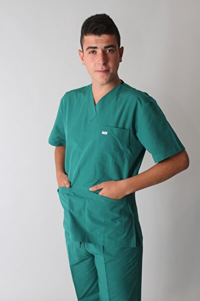 E Tıp Tekstil Erkek Yeşil Terikoton Forması Nöbet Takımı