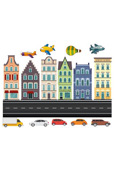 Tilki Dünyası Autocolant pentru cameră pentru copii Amsterdam Houses