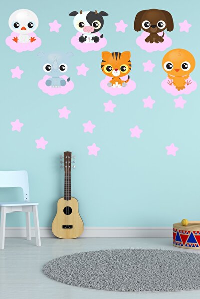 Tilki Dünyası مجموعة ملصقات حائط لغرفة الأطفال على شكل حيوانات لطيفة وسحاب ور...