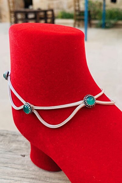 Artuklu Telkari Kadın Yeşil Akik Taşlı Yuvarlak Model 925 Ayar Mardin Hasırı ...