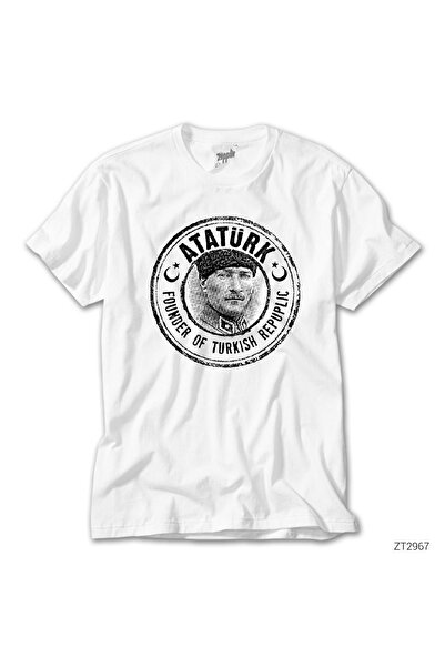 Z zepplin Tricou alb unisex Atatürk Fondatorul Republicii Turce