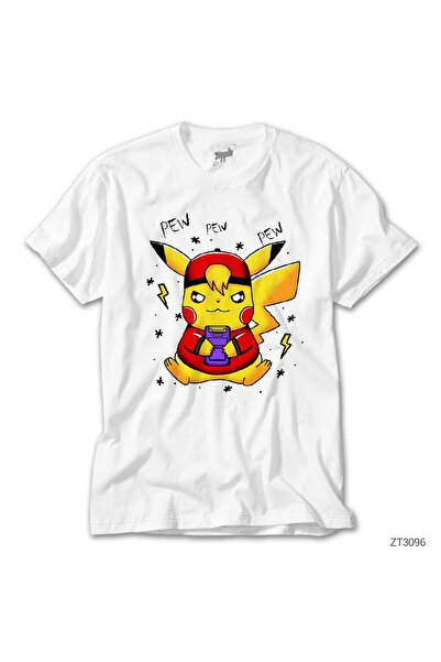 Z zepplin بيكاتشو بيو تي شيرت أبيض