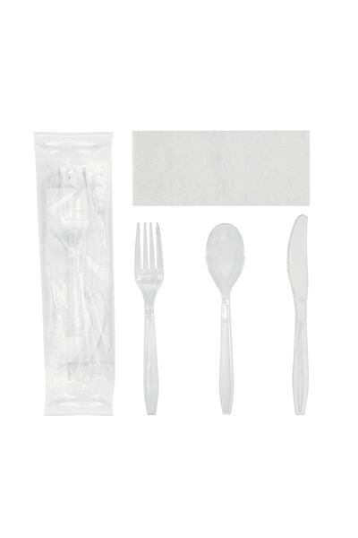 Genel Markalar Tek Kullanımlık Plastik Kaşık-çatal-bıçak-peçete Set (10'lu)