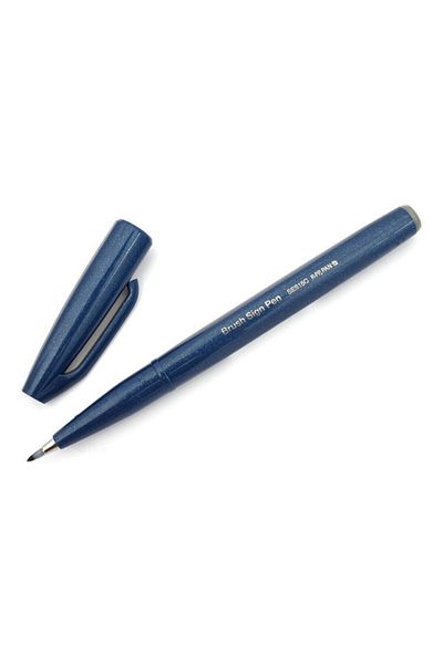Pentel Fude Touch Sign Brush Pen Brush Tip Drawing Pen Blue Black