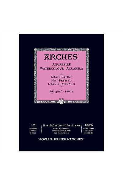 Arches Suluboya Defteri Blok Sıcak Baskı - Düz Doku 300 Gr. 21x29 Cm. 12 Yaprak